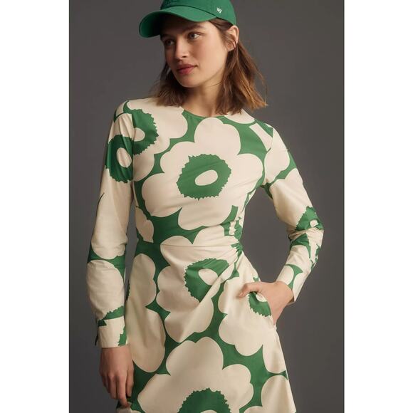 nwt ANTHROPOLOGIE x MARIMEKKO sz S Katse Unikko Midi in green - Picture 2 of 5